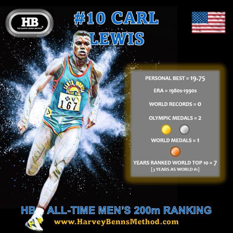 Carl Lewis top 10 all-time men's 200m athlete