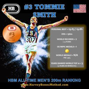 Tommie Smith top 10 all-time men's 200m athlete