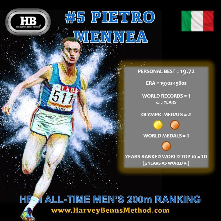 Pietro Mennea top 10 all-time men's 200m athlete